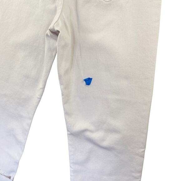 Vanilla Star Juniors Sz 11 Mom Jean White Raw Rolled Cuff Distressed StretchNEW - Picture 12 of 13